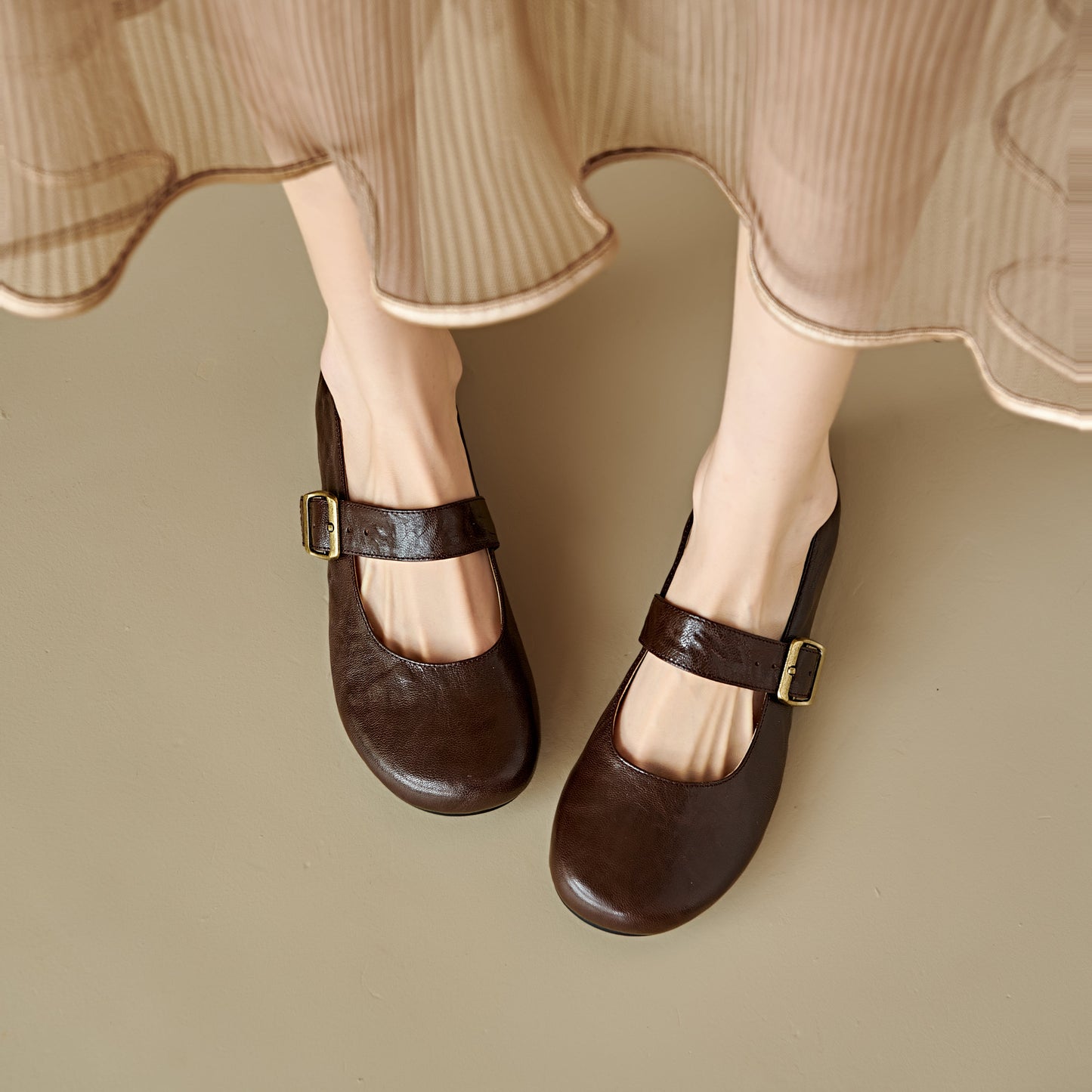 Handmade Vintage Soft Sole Mary Jane Ballet Flats Women's Shoes