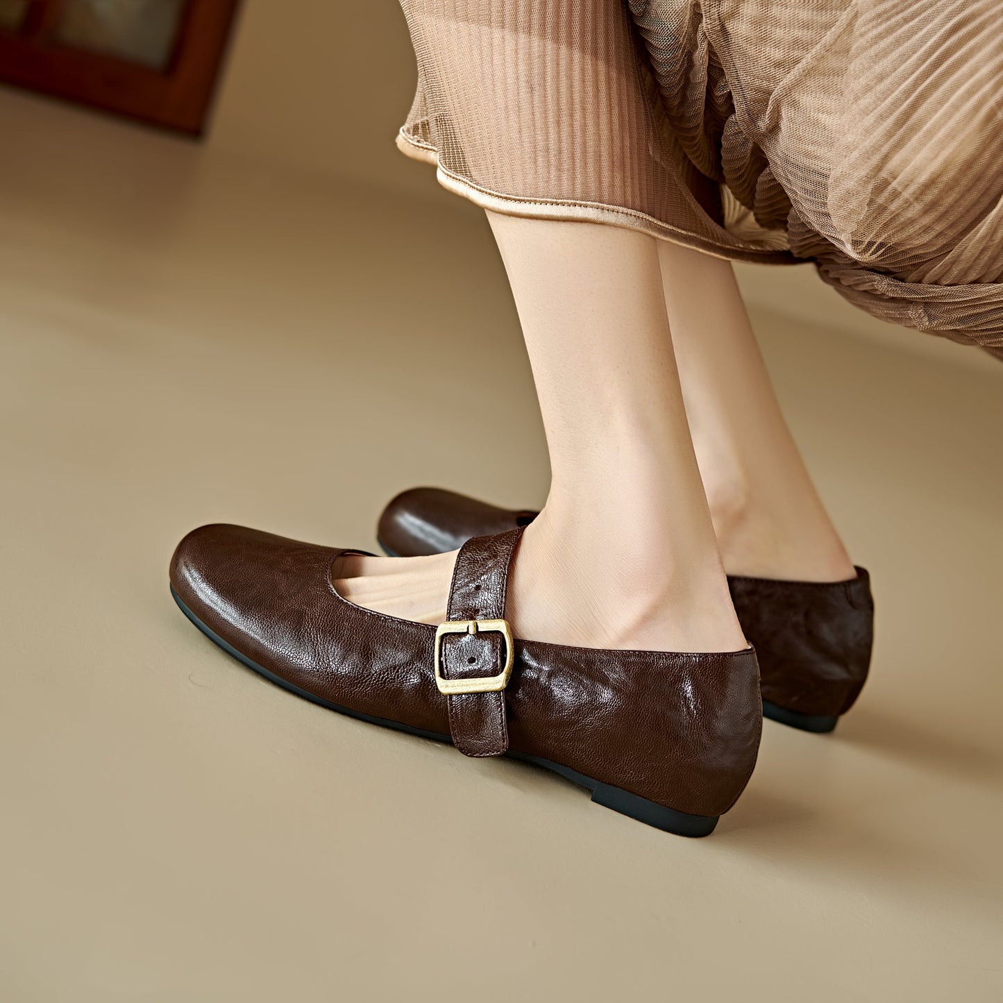 Handmade Vintage Soft Sole Mary Jane Ballet Flats Women's Shoes