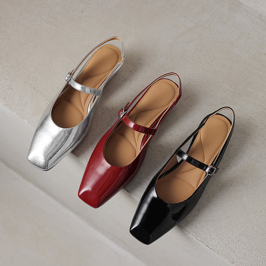 Women's Stylish Square Toe Summer Slingback Low Heeled Sandals