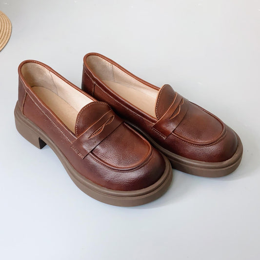 Women's Leather Vintage Classic Preppy Style Loafers