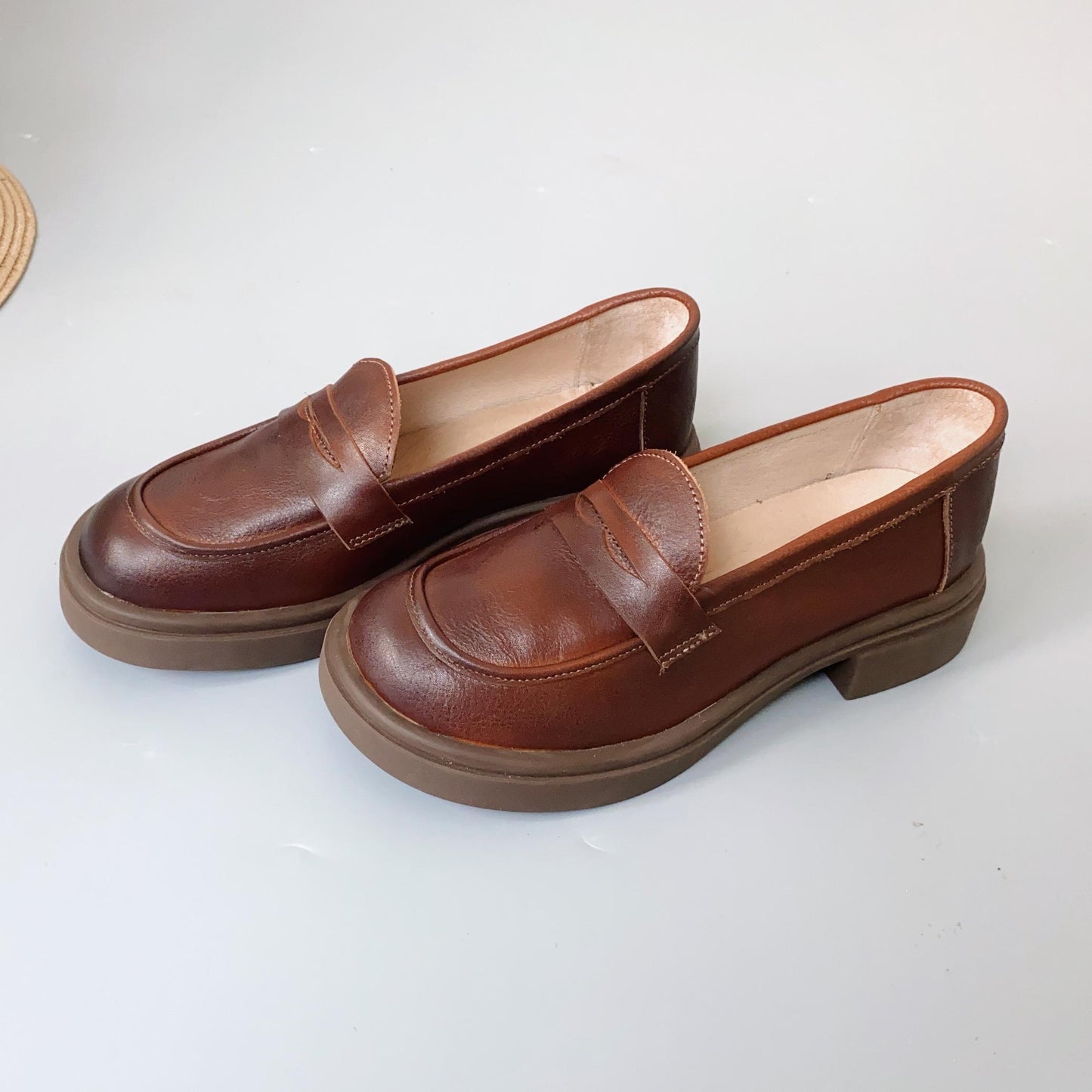 Women's Leather Vintage Classic Preppy Style Loafers