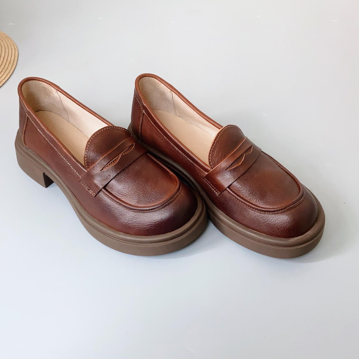 Women's Leather Vintage Classic Preppy Style Loafers