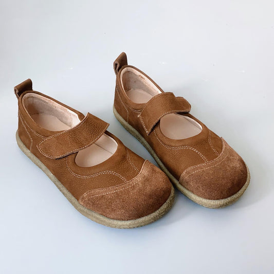 Women's Leather Minimalist Round Toe Patchwork Velcro Mary Jane Shoes