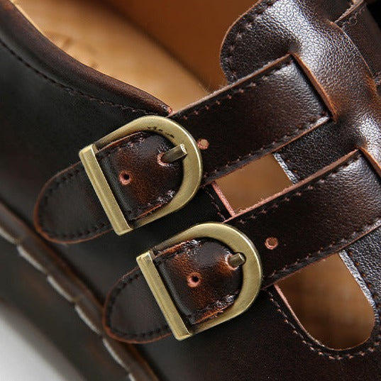 Womens Mary Jane Flat Leather T-Strap Casual Shoes - RetroStep