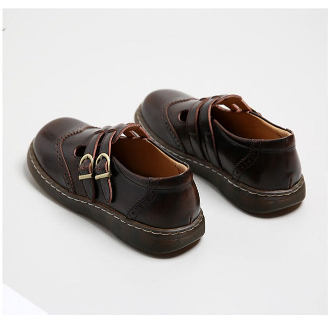 Womens Mary Jane Flat Leather T-Strap Casual Shoes - RetroStep