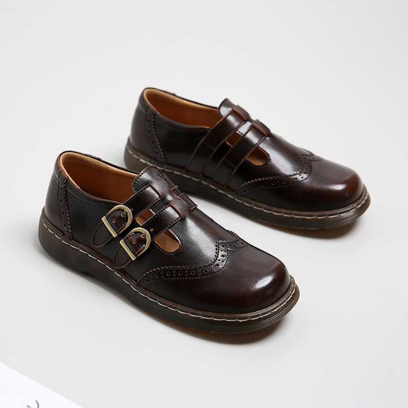 Womens Mary Jane Flat Leather T-Strap Casual Shoes - RetroStep