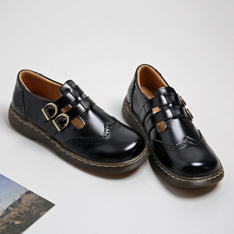 Womens Mary Jane Flat Leather T-Strap Casual Shoes - RetroStep