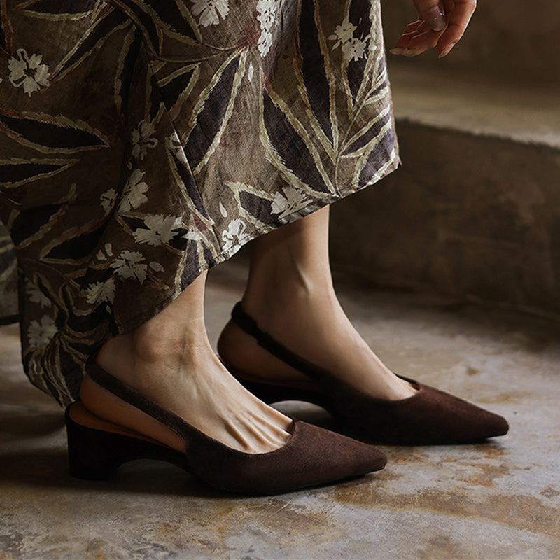 Luxury Sheepskin Pointed-Toe Pumps - Elegant Slingback Heels - Ultra-Soft Leather Summer Sandals