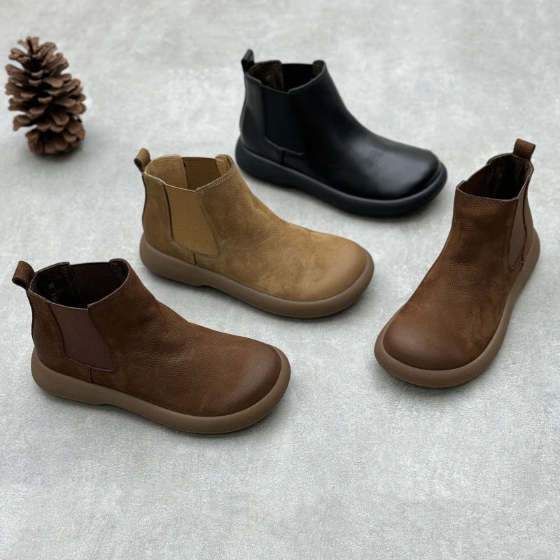 Genuine Leather Vintage Soft Leather Chelsea Style Women's Ankle Boots