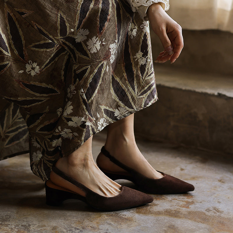 Luxury Sheepskin Pointed-Toe Pumps - Elegant Slingback Heels - Ultra-Soft Leather Summer Sandals