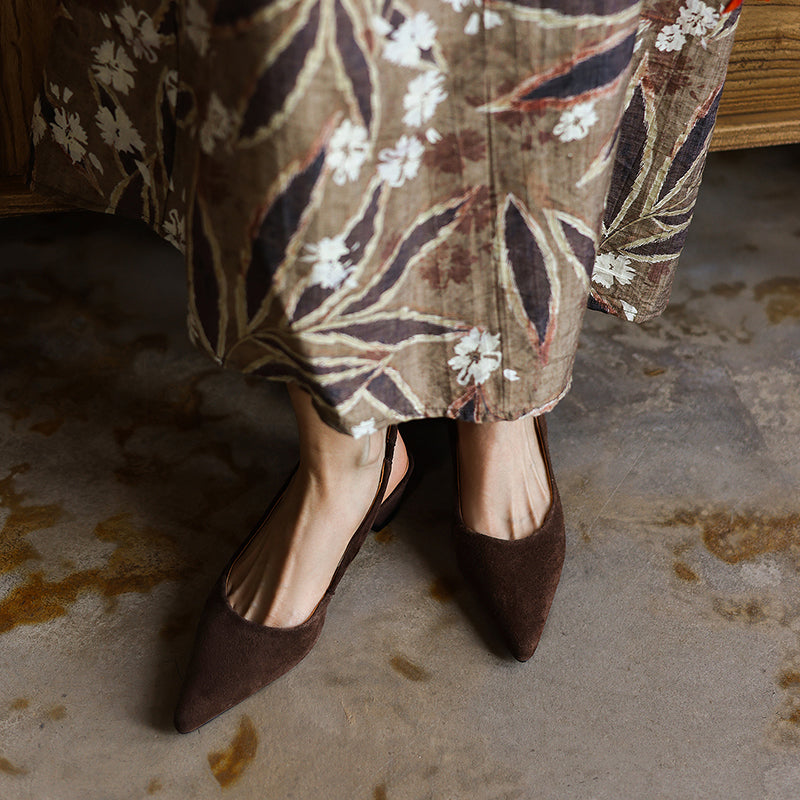 Luxury Sheepskin Pointed-Toe Pumps - Elegant Slingback Heels - Ultra-Soft Leather Summer Sandals