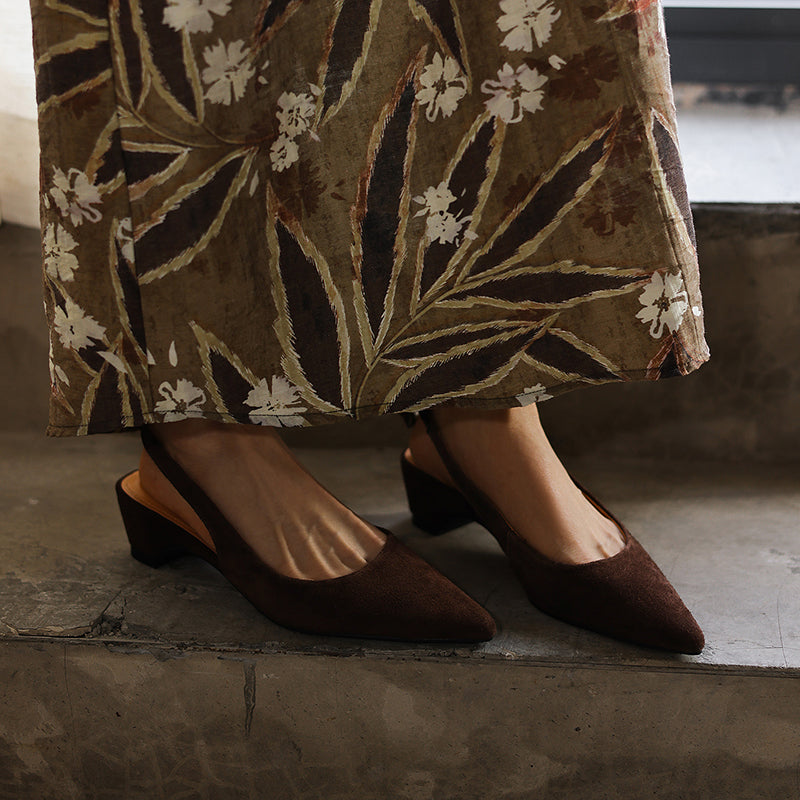 Luxury Sheepskin Pointed-Toe Pumps - Elegant Slingback Heels - Ultra-Soft Leather Summer Sandals