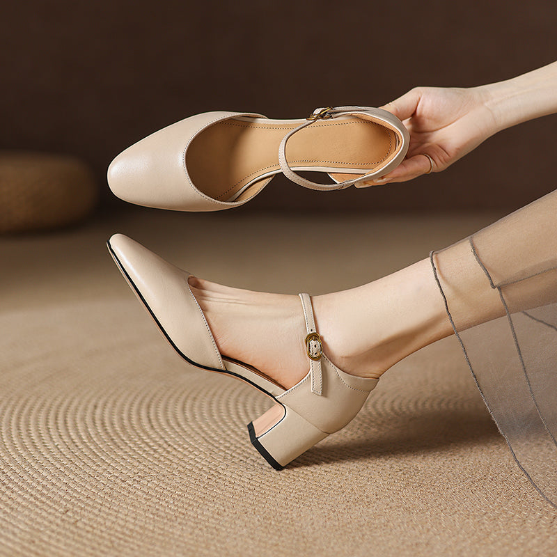 Women's Elegant Sandals: Single-Strap, Block Heel (Mid-Height)