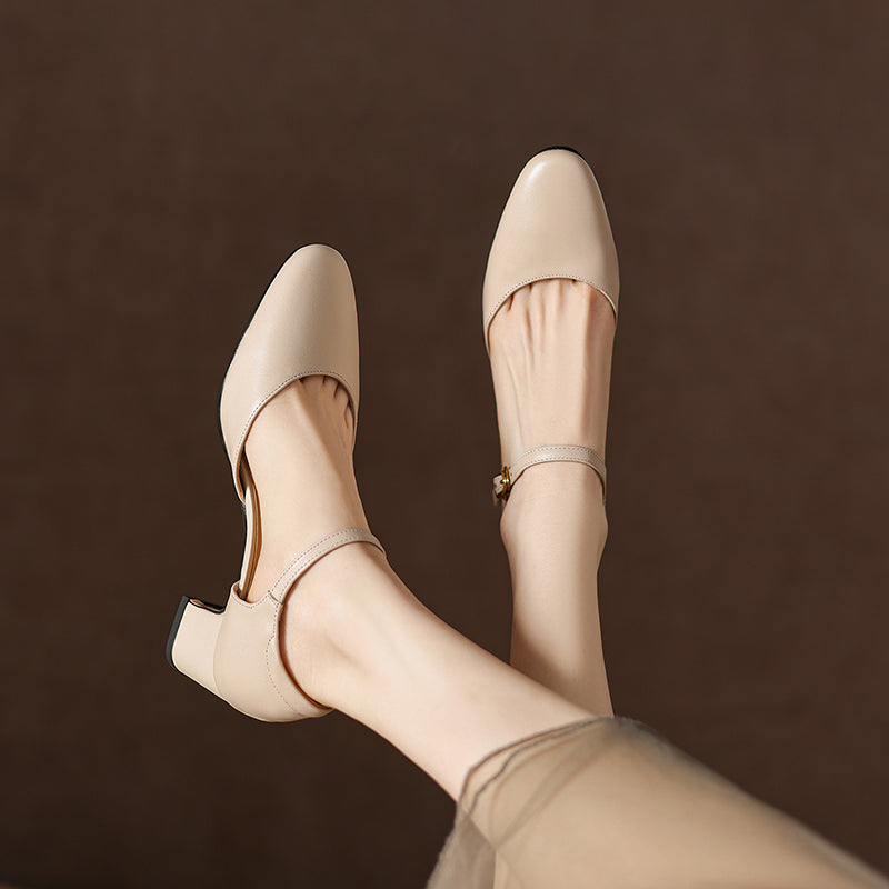Women's Elegant Sandals: Single-Strap, Block Heel (Mid-Height)
