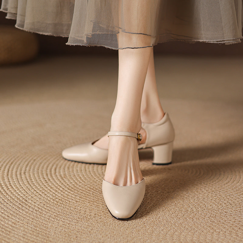 Women's Elegant Sandals: Single-Strap, Block Heel (Mid-Height)