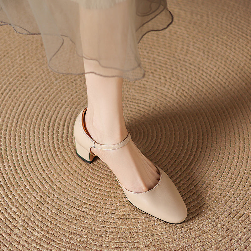 Women's Elegant Sandals: Single-Strap, Block Heel (Mid-Height)