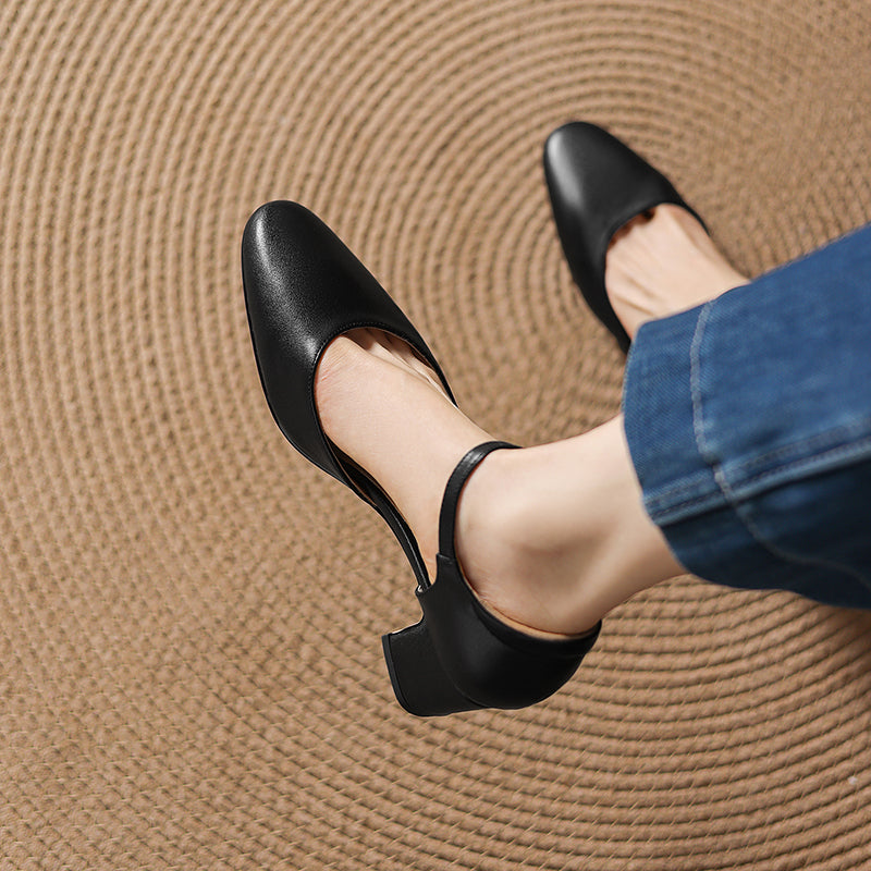 Women's Elegant Sandals: Single-Strap, Block Heel (Mid-Height)