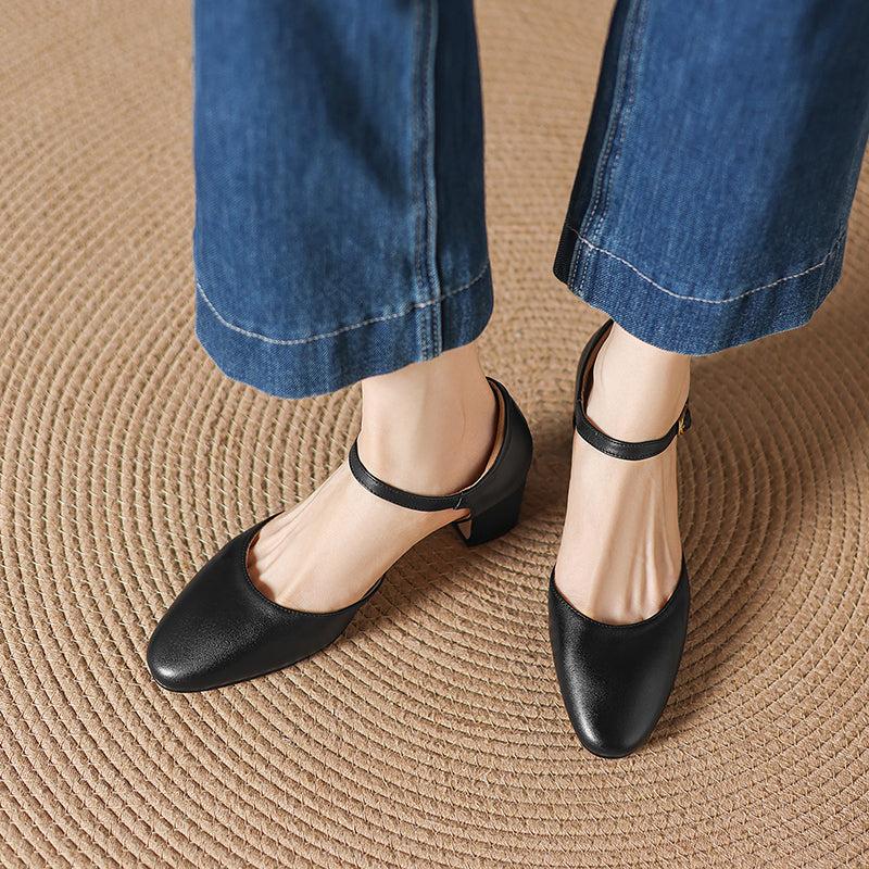 Women's Elegant Sandals: Single-Strap, Block Heel (Mid-Height)