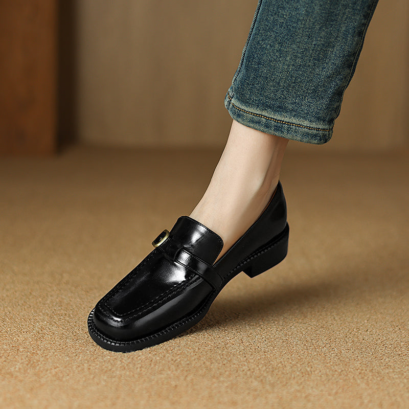 Women's Handmade Vintage Buckle Loafers
