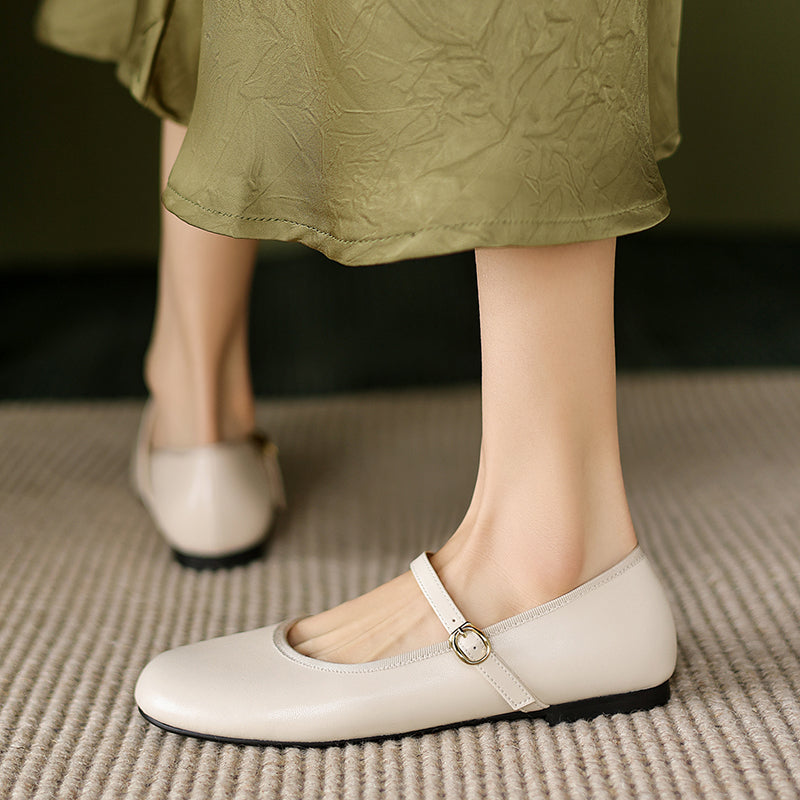 Women's Patent Mary Janes Elegant Round-Toe Summer Flat Heel