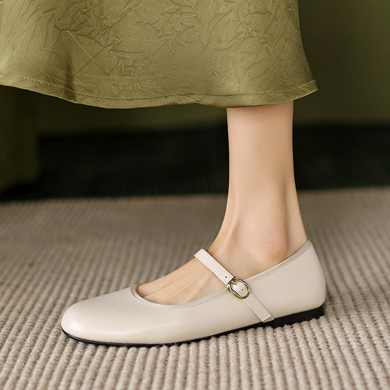 Women's Patent Mary Janes Elegant Round-Toe Summer Flat Heel