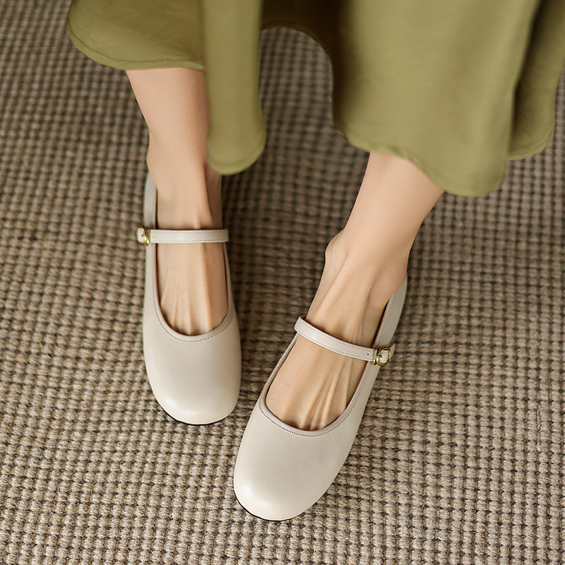 Women's Patent Mary Janes Elegant Round-Toe Summer Flat Heel