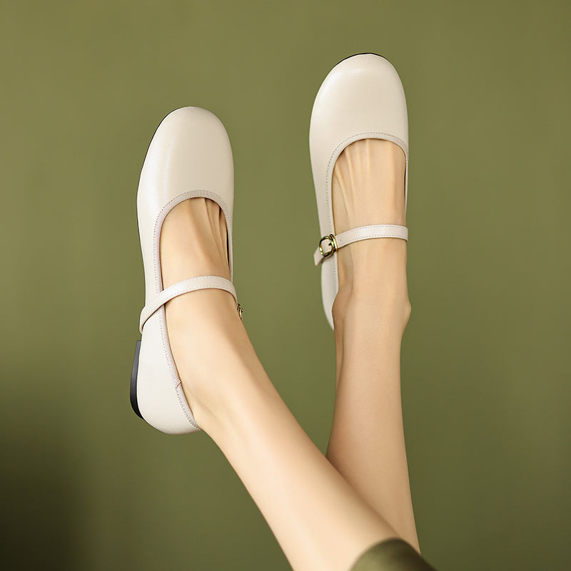 Women's Patent Mary Janes Elegant Round-Toe Summer Flat Heel