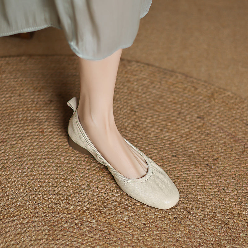 Elegant Soft Leather Ballet Shoes - Flexible Elasticized Flats Sheepskin Upper Classic Footwear