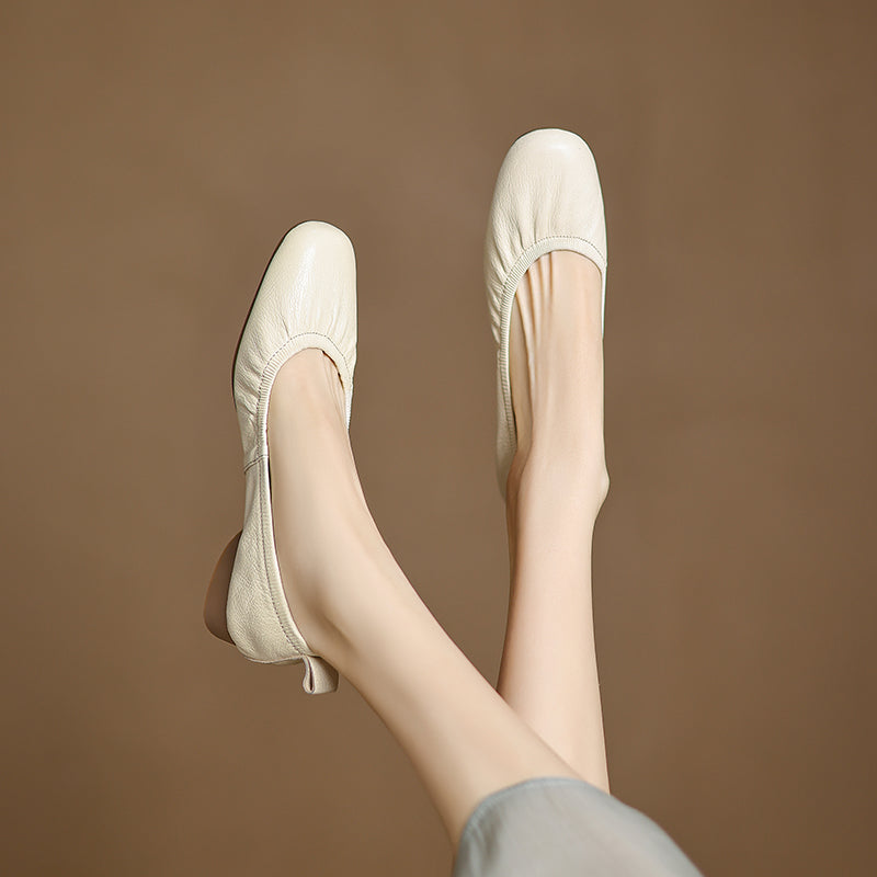 Elegant Soft Leather Ballet Shoes - Flexible Elasticized Flats Sheepskin Upper Classic Footwear