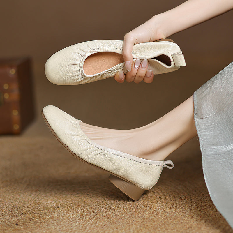 Elegant Soft Leather Ballet Shoes - Flexible Elasticized Flats Sheepskin Upper Classic Footwear