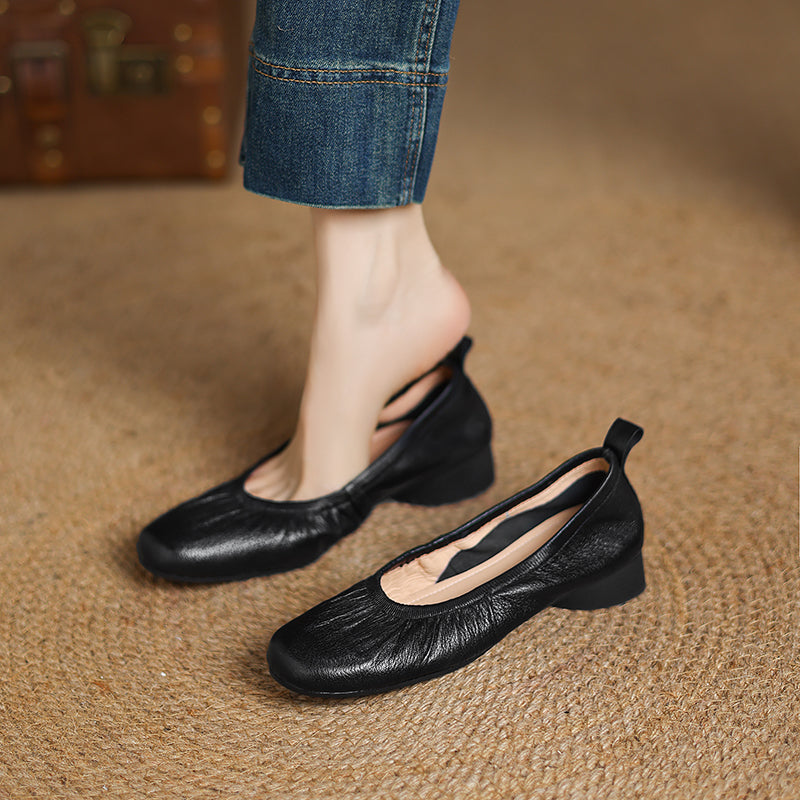Elegant Soft Leather Ballet Shoes - Flexible Elasticized Flats Sheepskin Upper Classic Footwear