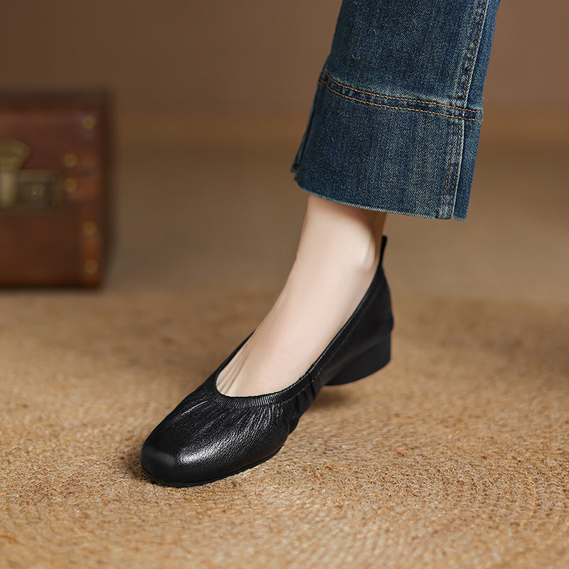 Elegant Soft Leather Ballet Shoes - Flexible Elasticized Flats Sheepskin Upper Classic Footwear