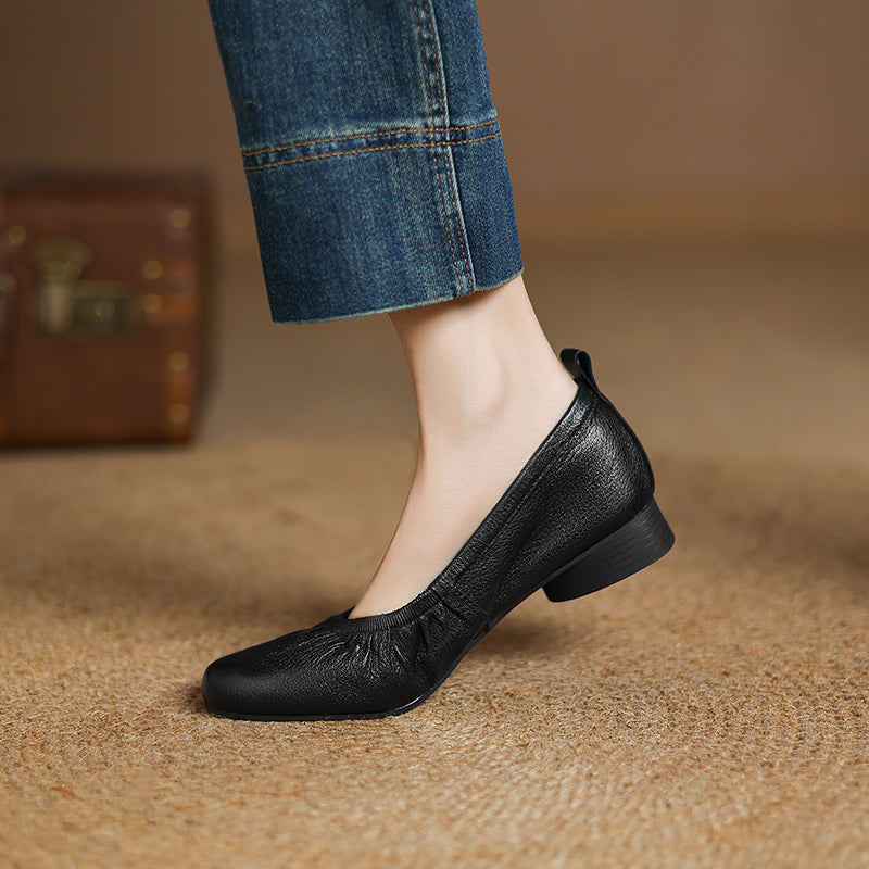 Elegant Soft Leather Ballet Shoes - Flexible Elasticized Flats Sheepskin Upper Classic Footwear