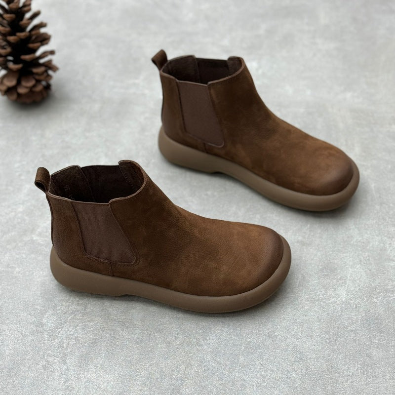 Genuine Leather Vintage Soft Leather Chelsea Style Women's Ankle Boots
