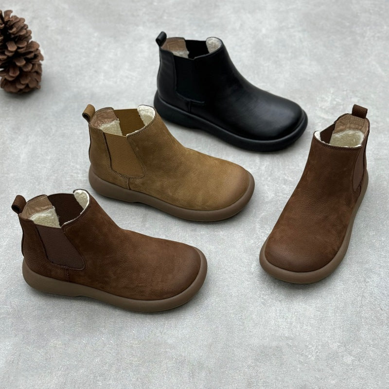 Genuine Leather Vintage Soft Leather Chelsea Style Women's Ankle Boots