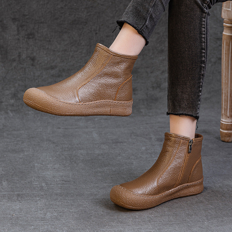 Women's Casual Round Toe Zipper Ankle Boots – Everyday Style