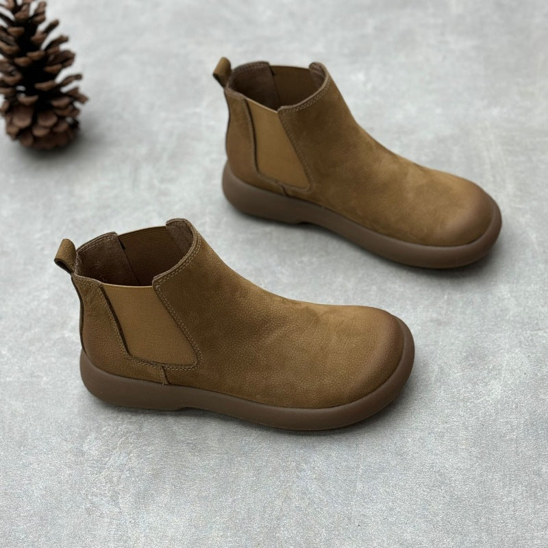 Genuine Leather Vintage Soft Leather Chelsea Style Women's Ankle Boots