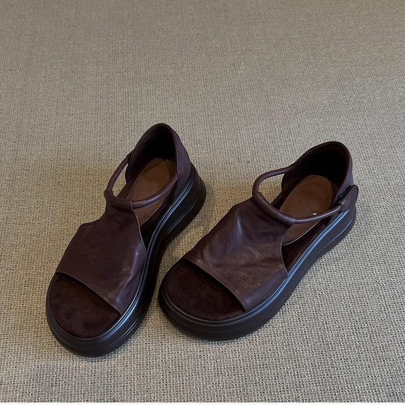 Chic Women's Summer Velcro Sandals – Open-Toe Platform Style