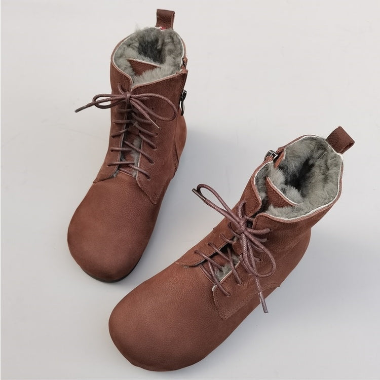 Women's High-Top Winter Boots – Vintage Handmade Cowhide Warm & Comfortable