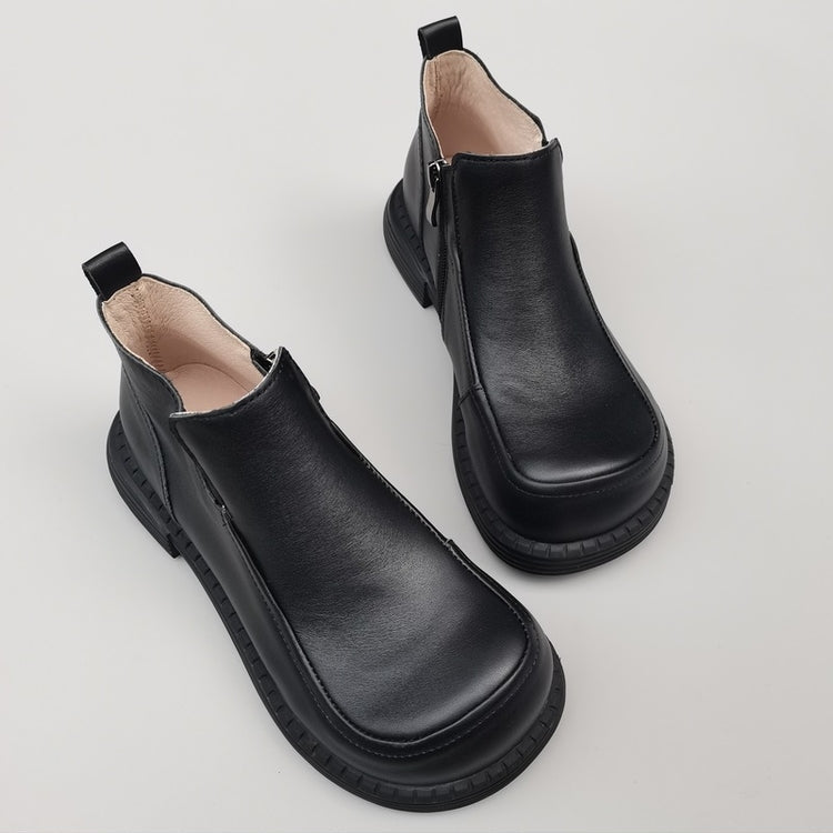 Women's British-Style Wide Toe Derby Boot – Soft Rubber Sole, Comfortable Fit