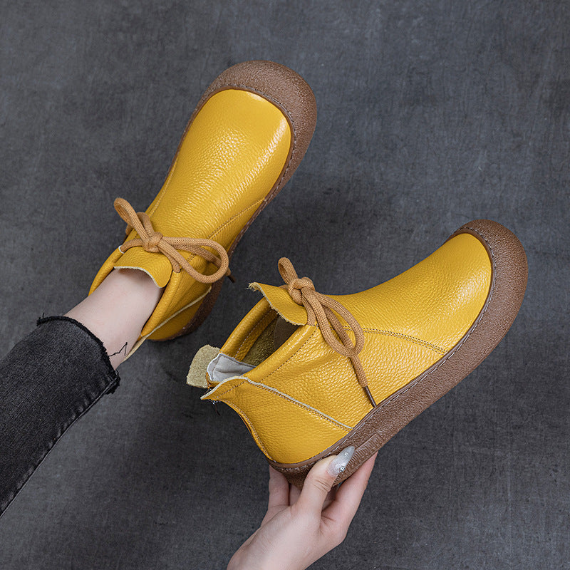 Women's Casual Lace-Up Back Zipper Ankle Boots – Flat Comfortable Shoes