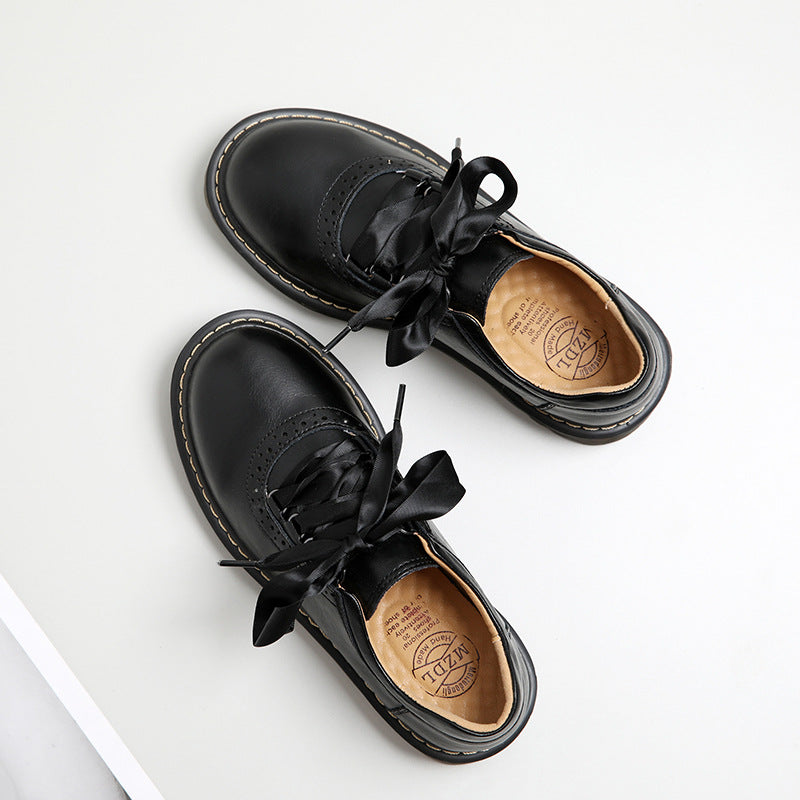 Womens Round Toe Retro Lace Up Flats Comfortable Oxford Shoes