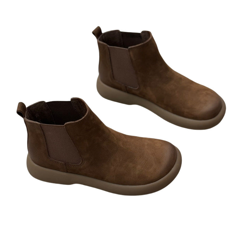 Genuine Leather Vintage Soft Leather Chelsea Style Women's Ankle Boots