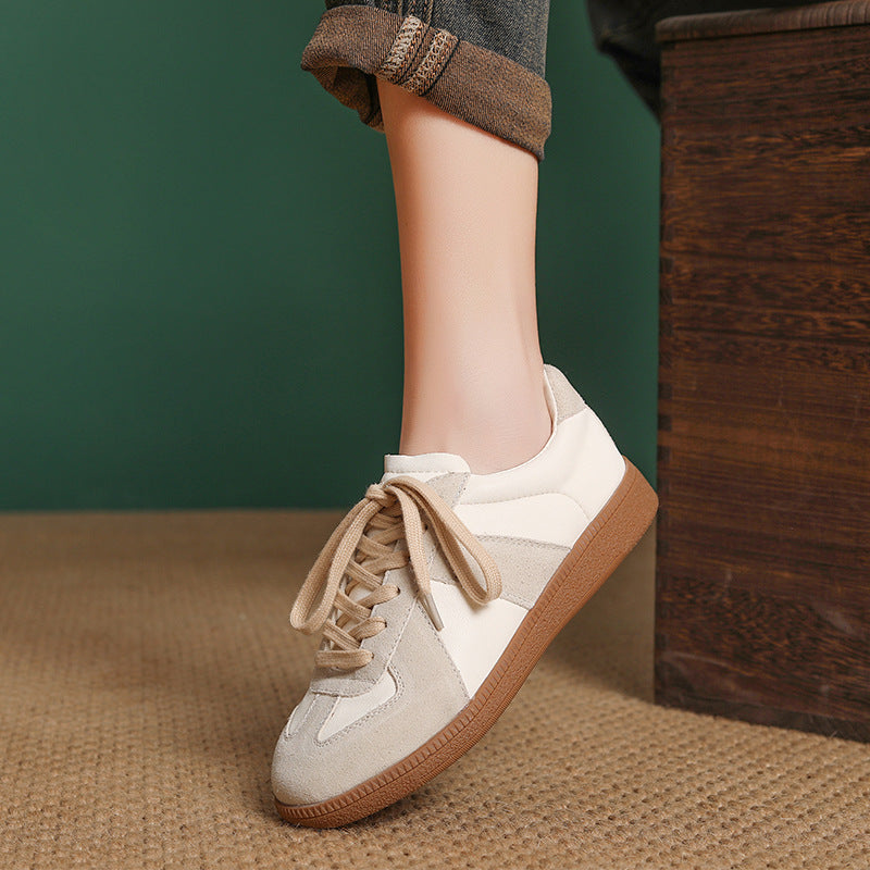 Women's Patchwork Flat Sneakers – Casual Tennis Style