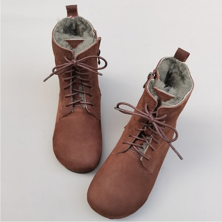 Women's High-Top Winter Boots – Vintage Handmade Cowhide Warm & Comfortable