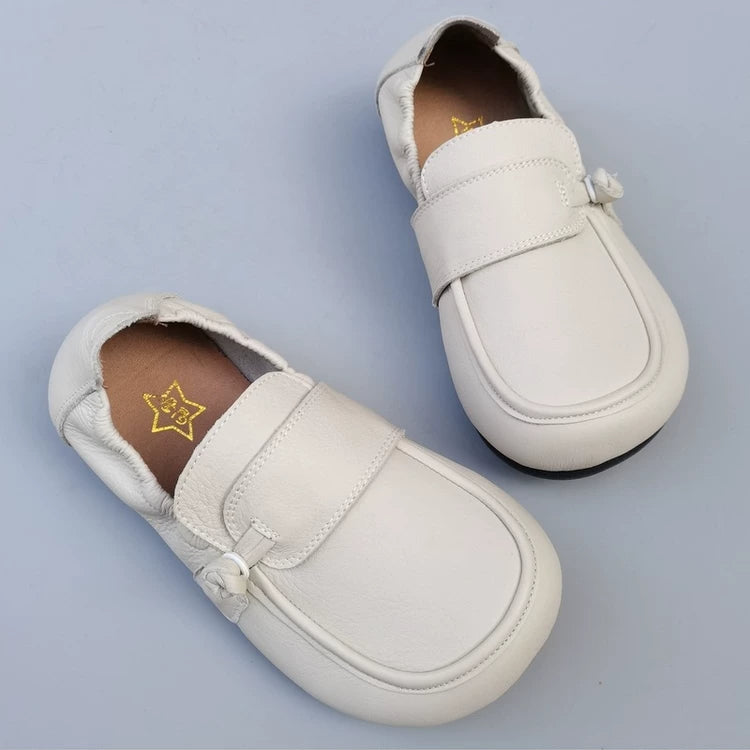 Women's Wide Toe Box Genuine Leather Loafers Soft Flat Slip On Comfort Shoes