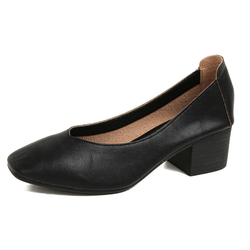 Women's Leather Mid Heel Multicolor Slip On Comfortable Glove Shoes