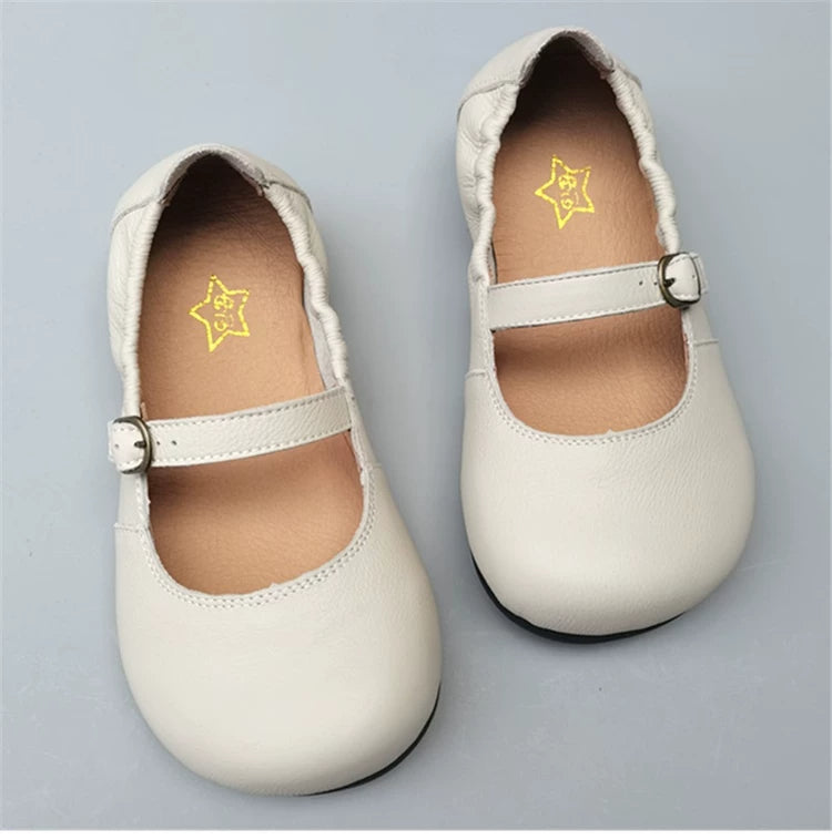 Women's Genuine Leather Wide Toe Mary Jane Shoes – Breathable Anti-Slip Flat Flats for Wide Feet & Bunions