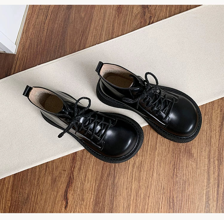 Women's Ankle Boots Lace Up Casual Low Heel Short Booties