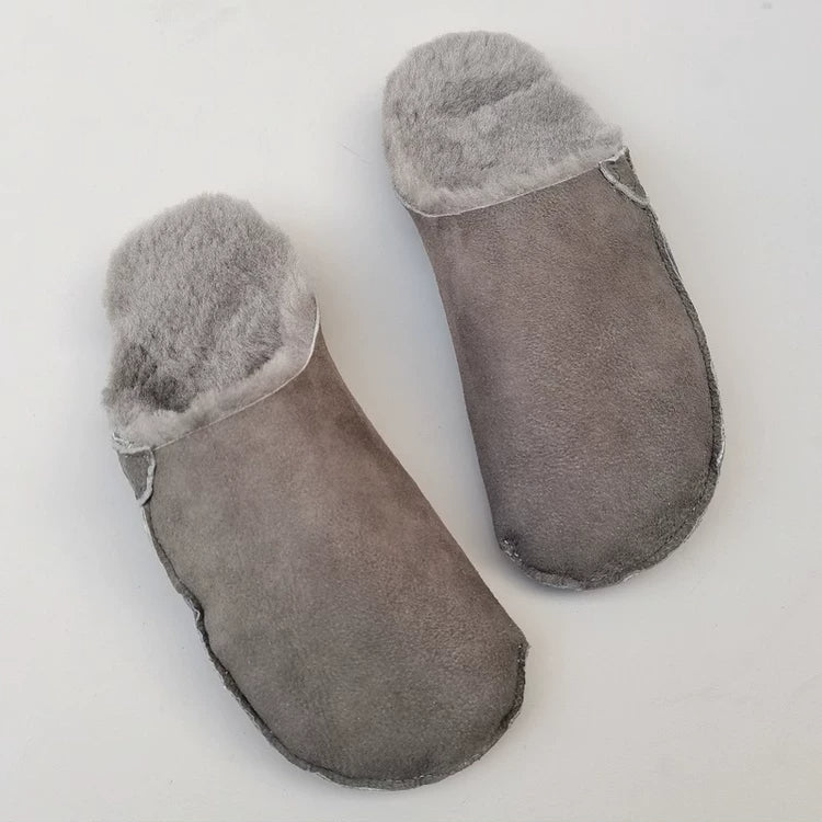Women's Genuine Shearling Mules Winter Warm Fur Lined Slip On Slippers Clogs
